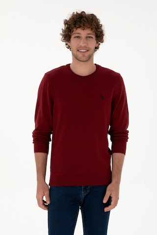 U.S. Polo Assn. Erkek Slim Fit Bisiklet Yaka Bordo Basic Kazak 50313713-VR014