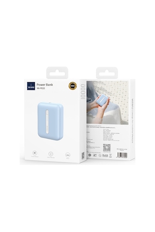 Wiwu Wi-p033 Led Işık Göstergeli 10000 mah Taşınabilir Mini Powerbank Mavi