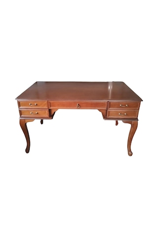 Throne Fransız Still Çekmeceli Ahşap Çalışma Masası 75x160 Açık Ceviz