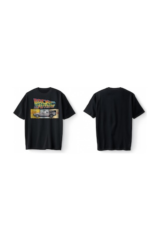 Bumeta Back To The Future Film Geleceğe Dönüş Oversize Unisex Tişört T-shirt Siyah
