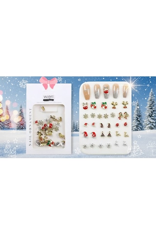 Yeni Yıl Tema Metal Tırnak Süsleme Charm Nail Art Charm Taşları Wn-509