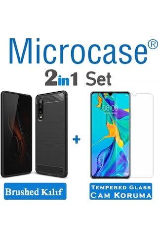 Microcase Huawei P30 Brushed Silikon Kilif + Cam (Seçiniz) 344633375