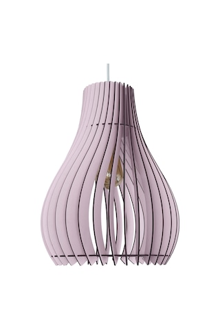 Vialux Modern Ahşap Bohem Rustik Avize Tekli Sarkıt Lamba Pastel Açık Pembe