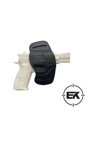 Erolav Kilitsiz Kelebek Universal 9mm Uyumlu Dış Taşıma Deri Kılıf Siyah