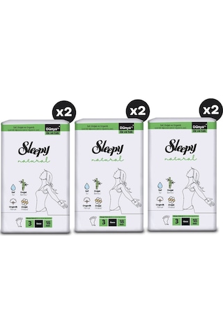 Sleepy Natural Ultra Hassas Hijyenik Ped Mega Fırsat Paketi Gece 3 x 36'lı