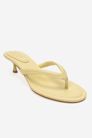 Luvi Shoes Norell Sarı Cilt Parmak Arası Kadın Topuklu Terlik