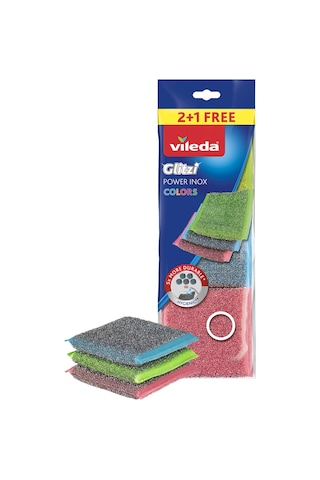 Vileda Power Inox Colors Çelik Bulaşık Sünger 3'lü