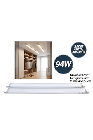 2 Pcs 94w 120cm Kristal Led Bant Armatür Beyaz 6500k Alüminyum Kapak Ip20 - Y Bağlantı Eamp-093/1b 5324 Acı Kahve
