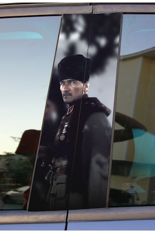 Mustafa Kemal Atatürk Baskılı Araç Kapı Direk Kaplama Folyo Sticker 2'li Sağ&sol