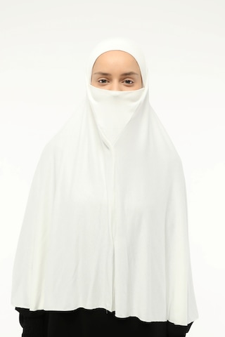 Altobeh Hazır Türban Peçeli Pratik Eşarp Tesettür Nikaplı Hijab - Namaz Örtüsü Sufle 3xl - Ekru Ekru