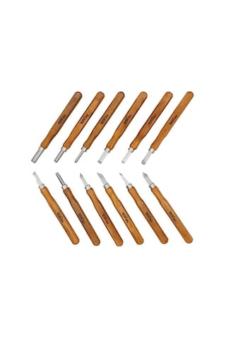 Rox Wood Mini Ahşap Oyma Bıçak Seti 12 Parça Pvc Çantalı