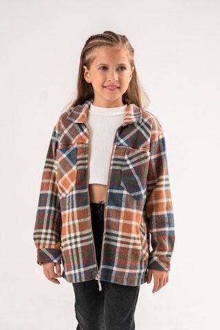 Kız Çocuk Fermuarlı Ekose Gömlek 3086 Haki