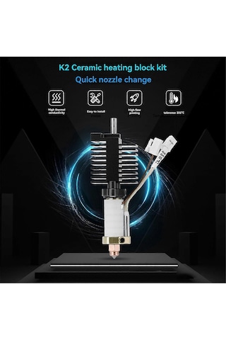 K2 Plus Hızlı Değiştirilebilir Nozul 350c Yüksek Sıcaklık 3d Yazıcı Aksesuarları İçin Seramik Isıtma Bloğu Kiti