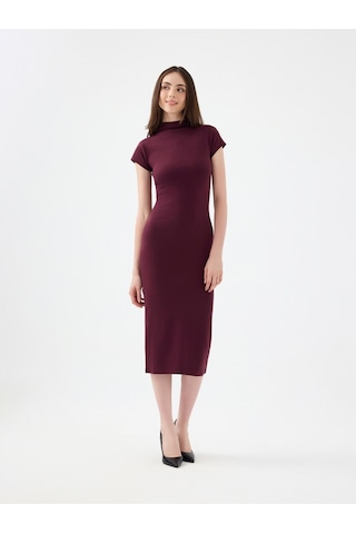Slim Fit Kadın Elbise Burgundy
