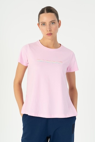 Maraton Regular Kadın Bisiklet Yaka Pembe T-shirt Pembe
