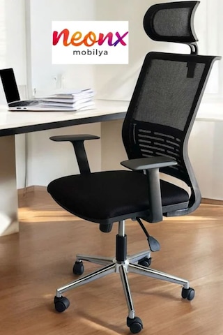 Neonx Spring Pro Başlıklı Çalışma Koltuğu Ofis Koltuğu Lüx Yönetici Koltuğu Siyah