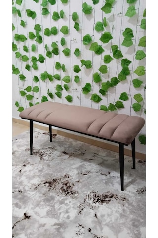 Özcan Metal Siyah Metal Ayaklı Metal Kasalı Bench Mutfak Salon Antre Yatak Odası Balkon Puf Bank Kahverengi Siyah
