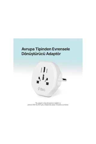 Ttec 2SA01 Dönüştürücü Seyahat Adaptörü Beyaz