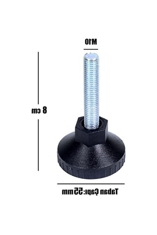M10 Ayak, 55 Mm, Siyah, Vidayla Tutturulan Profil Ayağı 6395751