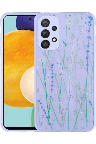 Galaxy A23 Kılıf Simli Desenli Kamera Korumalı Parlak Zore Popy Kapak Dallar