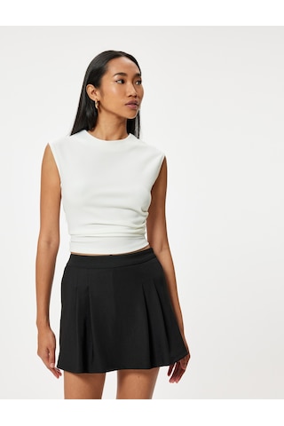 Koton Mini Pileli Şort Etek Slim Fit Standart Bel Siyah 4sak10599ek Siyah