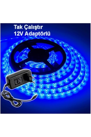 Tak Çalıştır Şerit Led Mavi 5 Metre Aç-kapa Anahtarlı