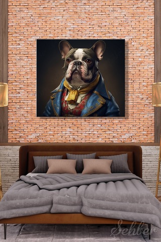 Karetekli Kanvas Tablo Modern Salon Mutfak Yatak Odası Ofis Aristokrat Fransız Bulldog 780