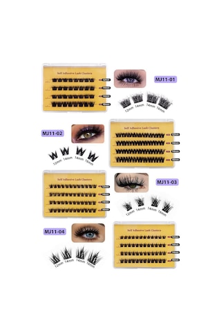 Padalink Mj11-04 5d El Yapımı升级li Otomatik Yapışkanlı Tek Kümelik Kirpik Seti - 10mm+12mm+14mm+16mm, Yoğun立体 Doğal Görünüm, Zaman Kazandıran Uygulama Gümüş