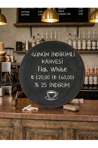 30 Cm Yuvarlak Kara Tahta Ve Yazı Tahtası Siyah