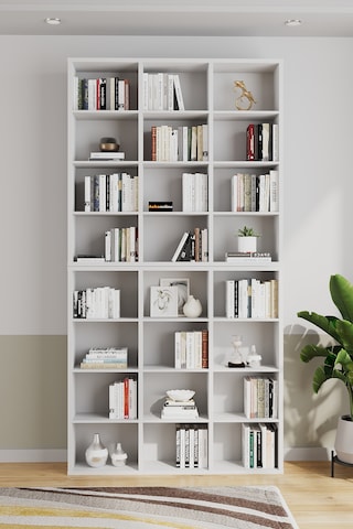 Ae-1079 İmre Beyaz 24 Raflı Kitaplık Kütüphane Ayarlanabilir Raf