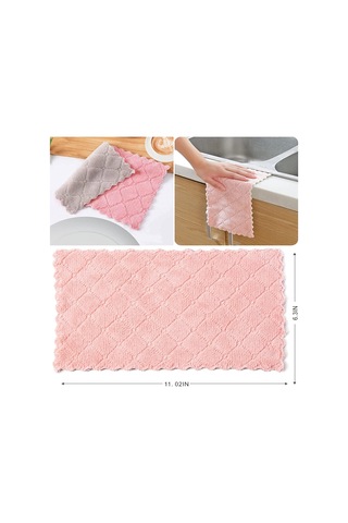 Dofolink 10 Adet Mikrofiber Mercan Tüyü Mutfak Bezi - Süper Emici, Yüksek Kaliteli, Yağa Yapışmayan Temizlik Havlusu Pembe-gri