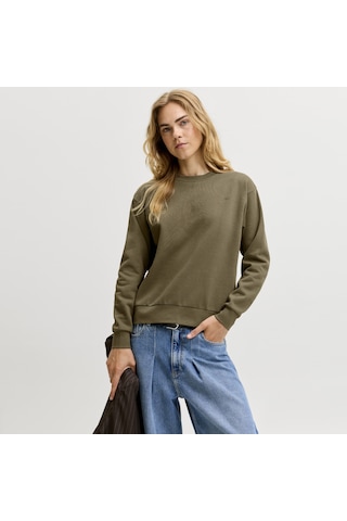 Jack & Jones Kadin Gögüs Logolu Sweatshirt - Abbie - 12223962 Beech