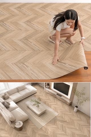 Deconitte Premium Kendinden Yapışkanlı Ahşap Balıksırtı Parke Görünümlü Pvc Zemin Duvar Dolap Kaplama 60x100cm