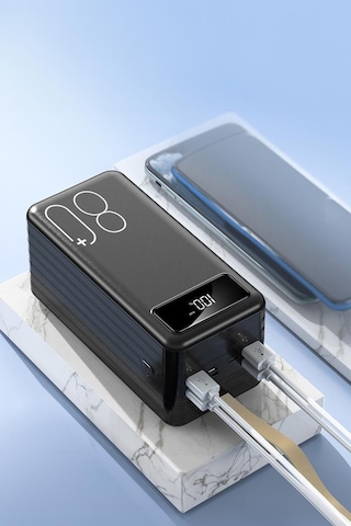 Torima TRM-1080 80000 mAh Ledli 4 Çıkışlı Taşınabilir Hızlı Şarj Dijital Göstergeli Powerbank Siyah