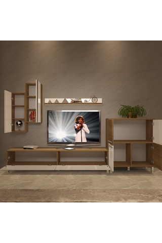 Decoraktiv Eko 6 Mdf Std Krom Ayaklı Tv Ünitesi Tv Sehpası Pera - Beyaz