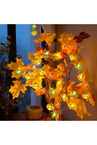10ft 30 Led Balkabağı Akçaağaç Yaprağı Pil İle Çalışan Işık Dizisi Sonbahar Hasat Masası İç Mekan Dış Mekan Sonbahar Cadılar Bayramı Şükran Günü Parti Süslemeleri Hediyeler Çok Renkli