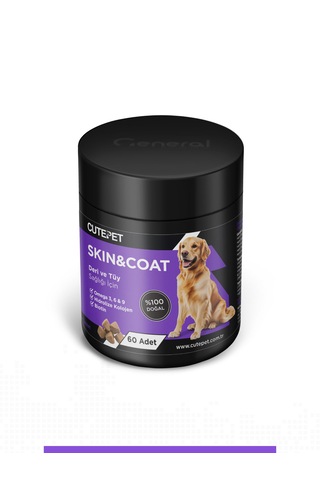 Cutepet Skin & Coat Köpek Deri Ve Tüy Sağlığı Tableti 60 Adet Omega 3-6-9, Biotin Ve Kolajen Destekli