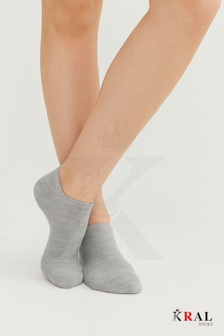 Kral Socks Kadın - Erkek 8 Li - 8 Çift Pamuklu Terletmez Yazlık Görünmez Çorap Seti Gri
