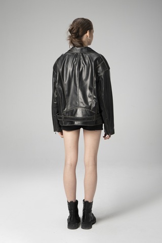 Dericlub Wm031 Oversize Biker Unisex Silme Deri Mont