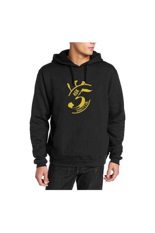Aşk 5 Vakittir Baskılı Siyah Erkek Örme Kapşonlu Sweatshirt
