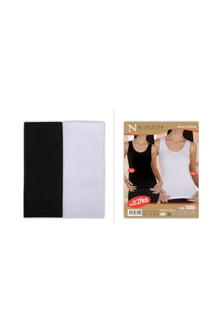 Nicoletta Kadın Atlet Geniş Askılı 2'li Paket Sıyah - Beyaz 73250 R25