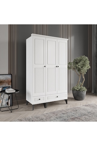Beenal Nisa 3 Kapaklı Gardırop Dolap 120cm Beyaz-beyaz