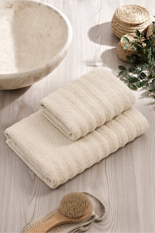 2li Havlu Seti Dalga 50x85cm+70x140cm Bej Bej
