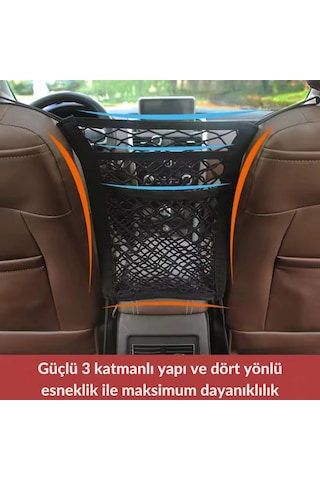 Shopytech Araç Koltuk Arası Düzenleyici Ağ Bariyer Evcil Hayvan Ve Çocuk Güvenlik Filesi Oto İçi Org