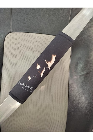 Lexroo Dijital Atatürk Silüet İmzalı Emniyet Kemeri Kılıfı, Siyah, 26 Cm, Yumuşak Voleur Kumaş