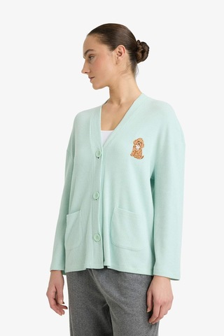 Defacto Regular Fit Pelüş Uzun Kollu Sabahlık G1349ax25augn1114 Yeşil-gn1114