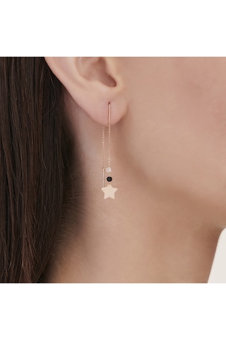 Altınbaş Pırlanta Spinel Taşlı Yıldız Küpe INT146P-14K