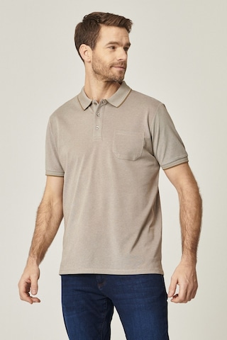 Ac&Co / Altınyıldız Classics Erkek Neftı-Beyaz Polo Yaka Cepli Regular Fit Geniş Kesim Düz Tişört Yeşil
