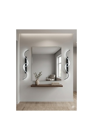 Yüksek Aydınlatmalı S Model Siyah Led Aplik Avize Modern, 3 Renk Aydınlatma