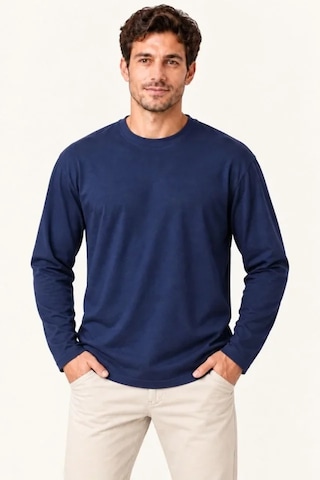Suma Erkek Lacivert Modal Yumuşak Dokulu Bisiklet Yaka Uzun Kollu Sweatshirt